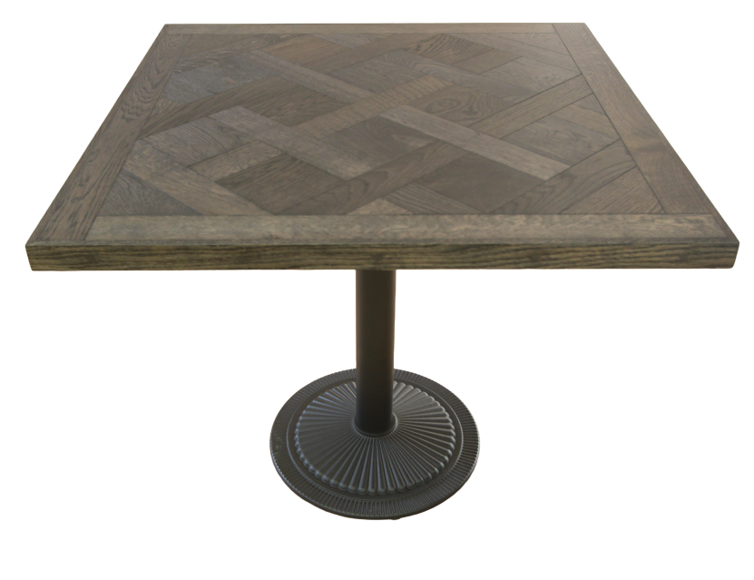 Weaven bistro table with woven wood pattern
